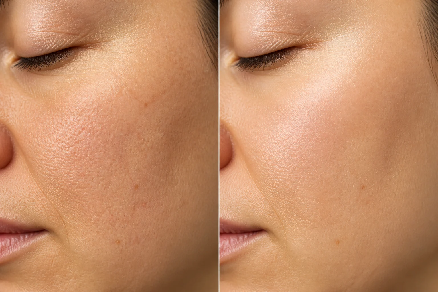 Skin texture before and after