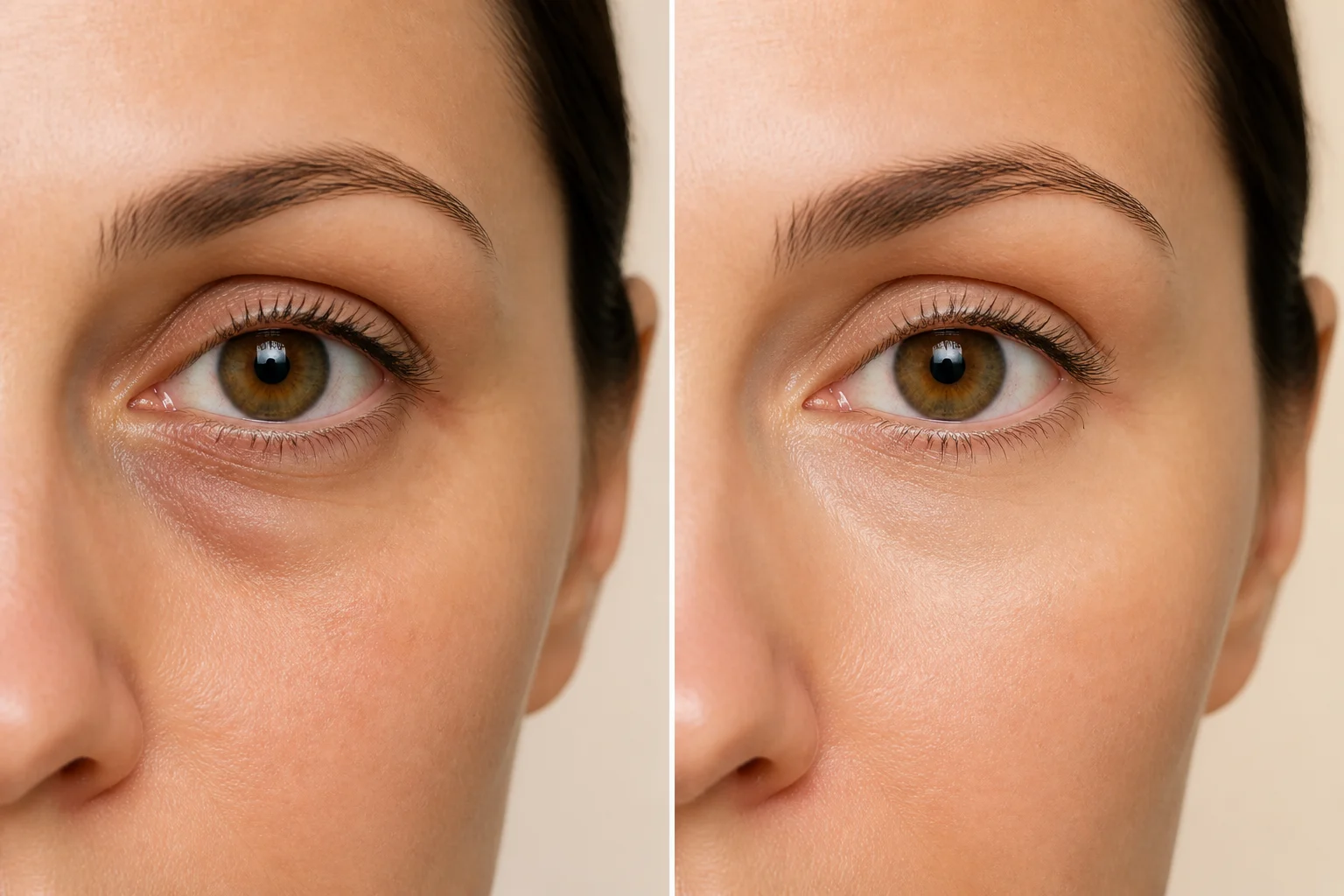Under eye before and after
