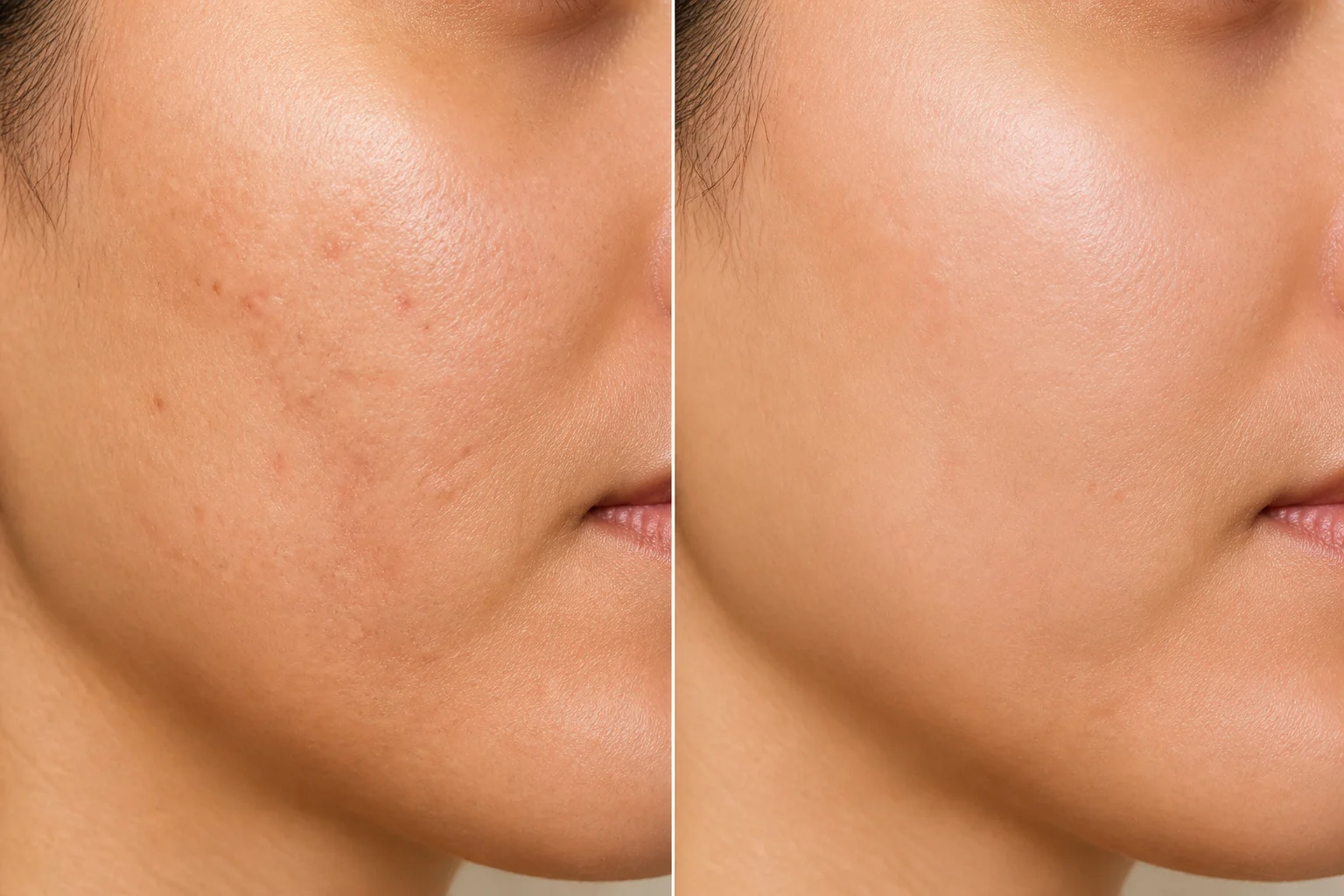Acne and scarring before and after